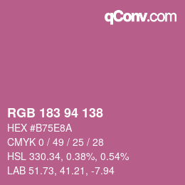 颜色代码: RGB 183 94 138 | qconv.com