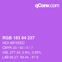 Color code: RGB 183 94 237 | qconv.com