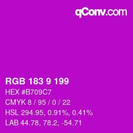 Color code: RGB 183 9 199 | qconv.com