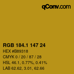 カラーコード: RGB 184.1 147 24 | qconv.com