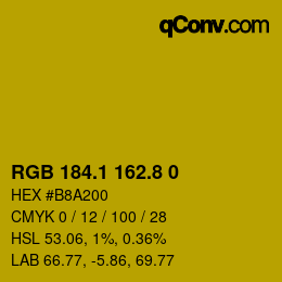 カラーコード: RGB 184.1 162.8 0 | qconv.com