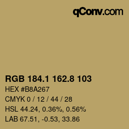 カラーコード: RGB 184.1 162.8 103 | qconv.com
