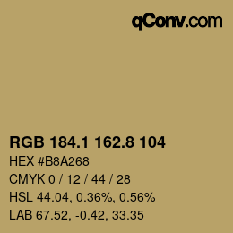 Color code: RGB 184.1 162.8 104 | qconv.com
