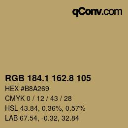 Código de color: RGB 184.1 162.8 105 | qconv.com