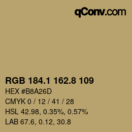 Color code: RGB 184.1 162.8 109 | qconv.com