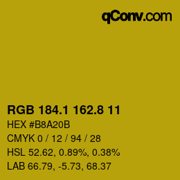 カラーコード: RGB 184.1 162.8 11 | qconv.com