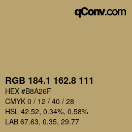 カラーコード: RGB 184.1 162.8 111 | qconv.com