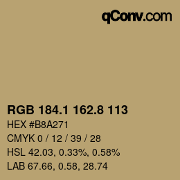 Código de color: RGB 184.1 162.8 113 | qconv.com