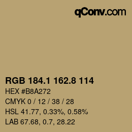 Color code: RGB 184.1 162.8 114 | qconv.com