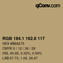 Color code: RGB 184.1 162.8 117 | qconv.com