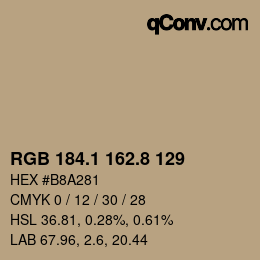 Farbcode: RGB 184.1 162.8 129 | qconv.com