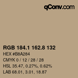 Farbcode: RGB 184.1 162.8 132 | qconv.com