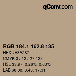 Color code: RGB 184.1 162.8 135 | qconv.com