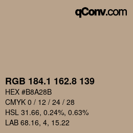 Farbcode: RGB 184.1 162.8 139 | qconv.com