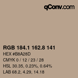 Farbcode: RGB 184.1 162.8 141 | qconv.com