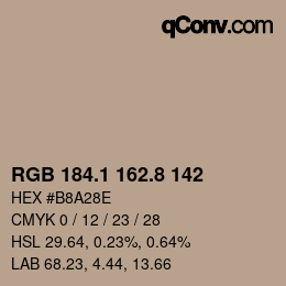 Color code: RGB 184.1 162.8 142 | qconv.com