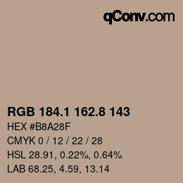 Farbcode: RGB 184.1 162.8 143 | qconv.com