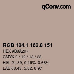 Color code: RGB 184.1 162.8 151 | qconv.com