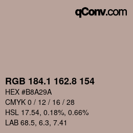 Farbcode: RGB 184.1 162.8 154 | qconv.com