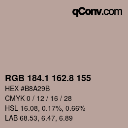 Color code: RGB 184.1 162.8 155 | qconv.com