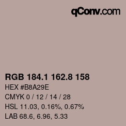 Color code: RGB 184.1 162.8 158 | qconv.com