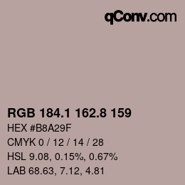 Color code: RGB 184.1 162.8 159 | qconv.com