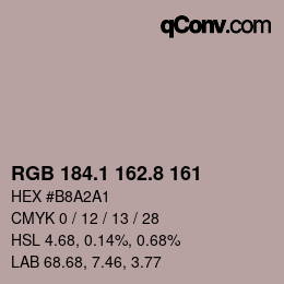 Color code: RGB 184.1 162.8 161 | qconv.com