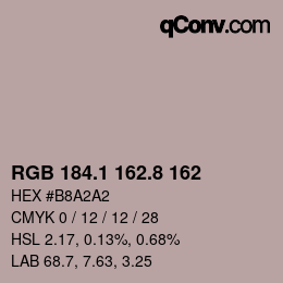 Color code: RGB 184.1 162.8 162 | qconv.com