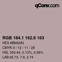 Color code: RGB 184.1 162.8 163 | qconv.com