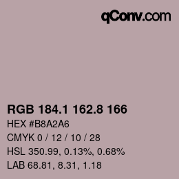 Color code: RGB 184.1 162.8 166 | qconv.com
