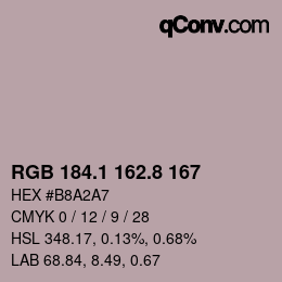 Color code: RGB 184.1 162.8 167 | qconv.com