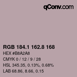 Color code: RGB 184.1 162.8 168 | qconv.com