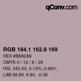 Farbcode: RGB 184.1 162.8 169 | qconv.com