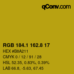 カラーコード: RGB 184.1 162.8 17 | qconv.com