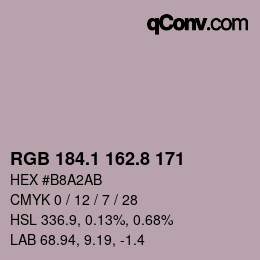 Color code: RGB 184.1 162.8 171 | qconv.com