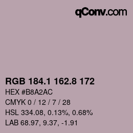 Farbcode: RGB 184.1 162.8 172 | qconv.com
