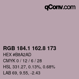 Color code: RGB 184.1 162.8 173 | qconv.com