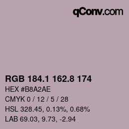 Código de color: RGB 184.1 162.8 174 | qconv.com