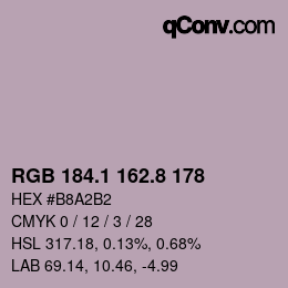 Color code: RGB 184.1 162.8 178 | qconv.com