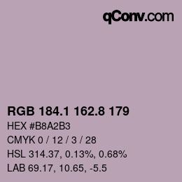 Farbcode: RGB 184.1 162.8 179 | qconv.com