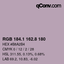 カラーコード: RGB 184.1 162.8 180 | qconv.com