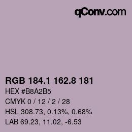 Color code: RGB 184.1 162.8 181 | qconv.com