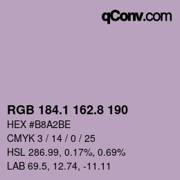 Color code: RGB 184.1 162.8 190 | qconv.com