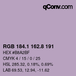 Color code: RGB 184.1 162.8 191 | qconv.com