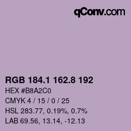 Color code: RGB 184.1 162.8 192 | qconv.com