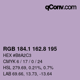 Color code: RGB 184.1 162.8 195 | qconv.com