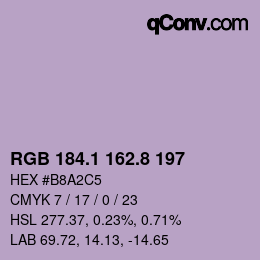 Código de color: RGB 184.1 162.8 197 | qconv.com