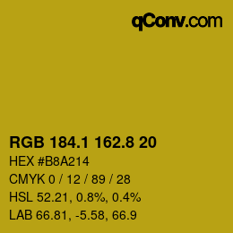 カラーコード: RGB 184.1 162.8 20 | qconv.com