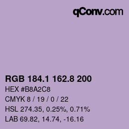 Farbcode: RGB 184.1 162.8 200 | qconv.com