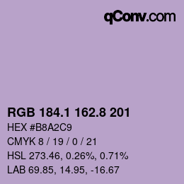 Color code: RGB 184.1 162.8 201 | qconv.com
